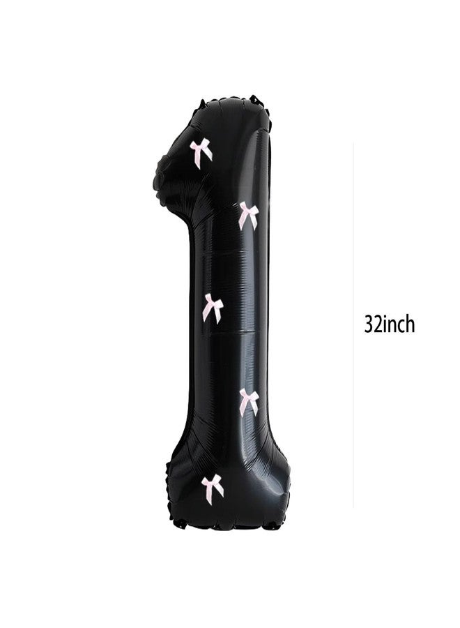 PLAP Birthday Number Balloon Bow Black Party Supplies 32 "Birthday Number Decoration (Black pink number 1) - Image 2